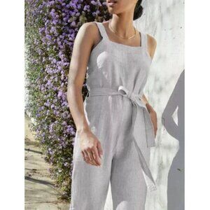 Everlane Linen Square Jumpsuit Gray White, 4